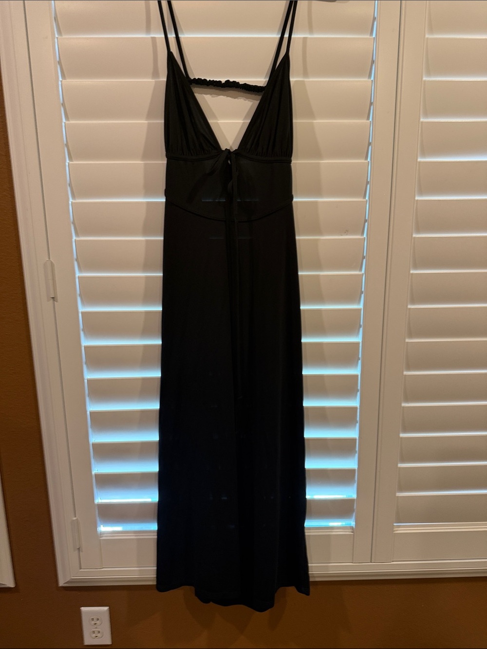 Zara Black Spaghetti Strap open back Maxi Dress size L